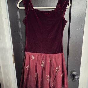 Velvet and Tulle Burgundy Dress